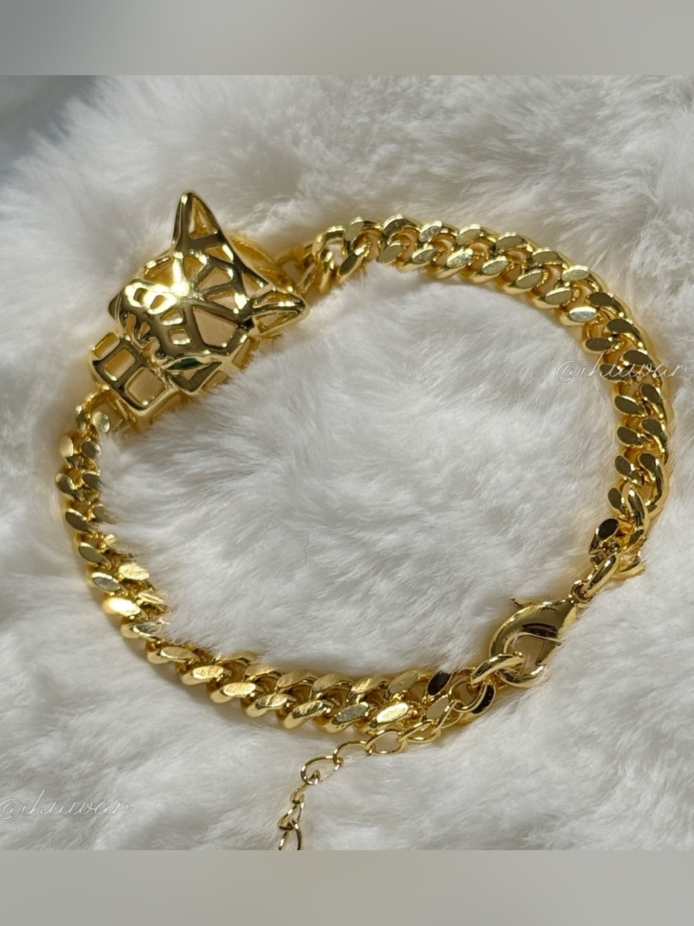 14k Gold Plated leopard Head Bracelet - Picture 3 of 4